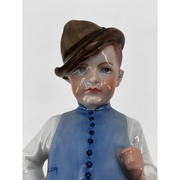 Herend Porcelain Boy Figurine Big Boots, Made in Hungary, Stamped, Handpainted - Picture 2 of 9